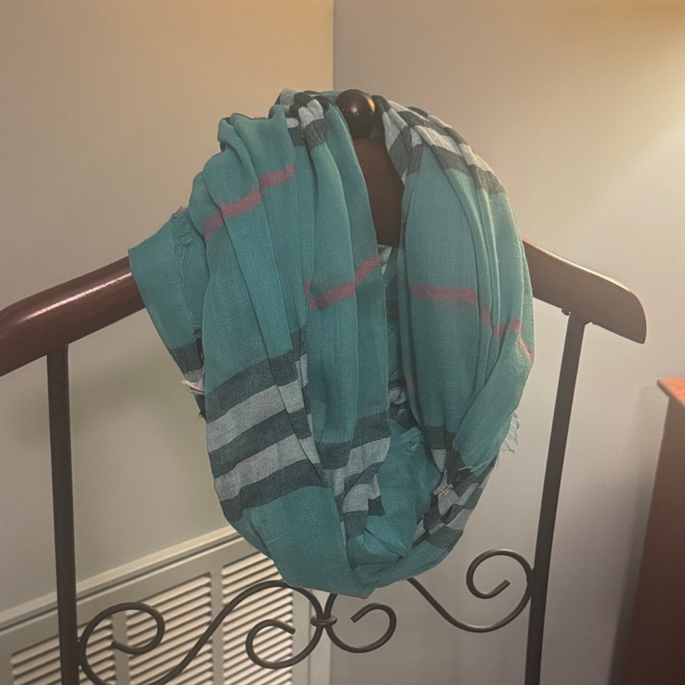 Teal Striped Scarf